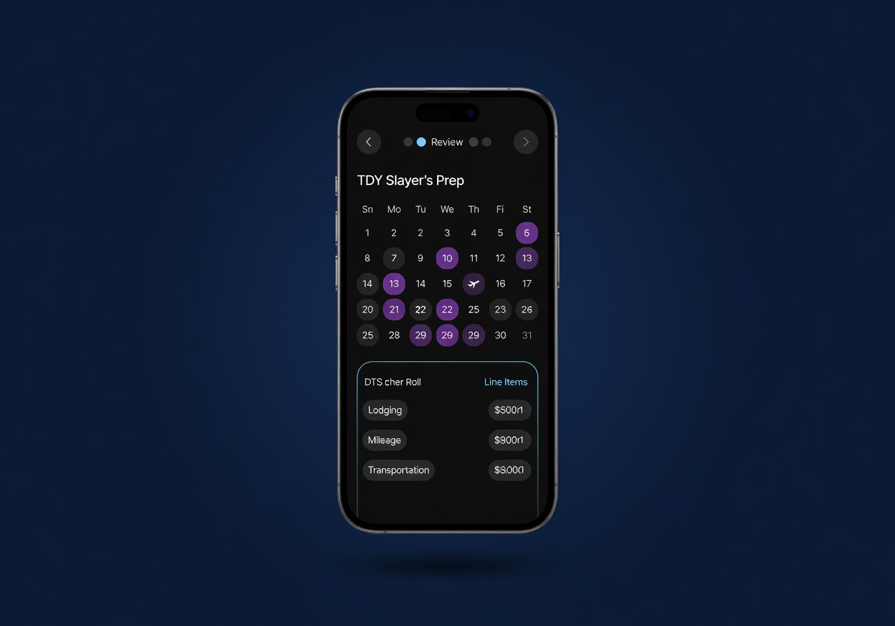 Prep screen with calendar and checklist